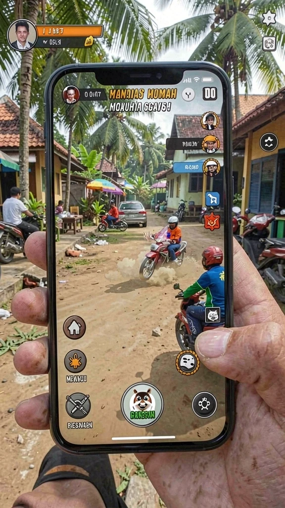 Tangkapan layar dari level 1 KATAKWIN yang penuh warna.